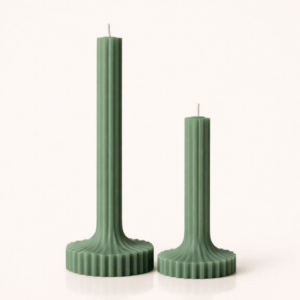נר STRIPE עם בסיס ירוק
